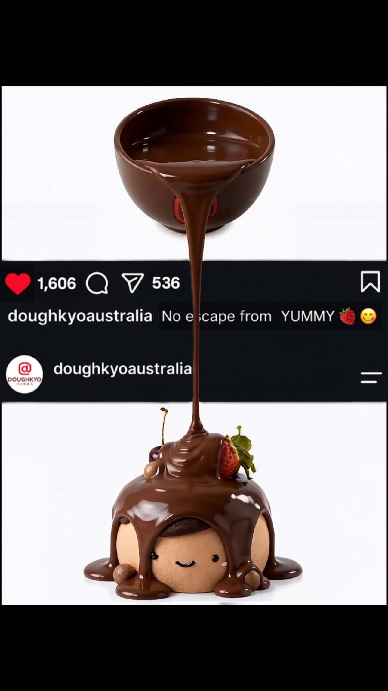 Chocolate pouring over a character cake