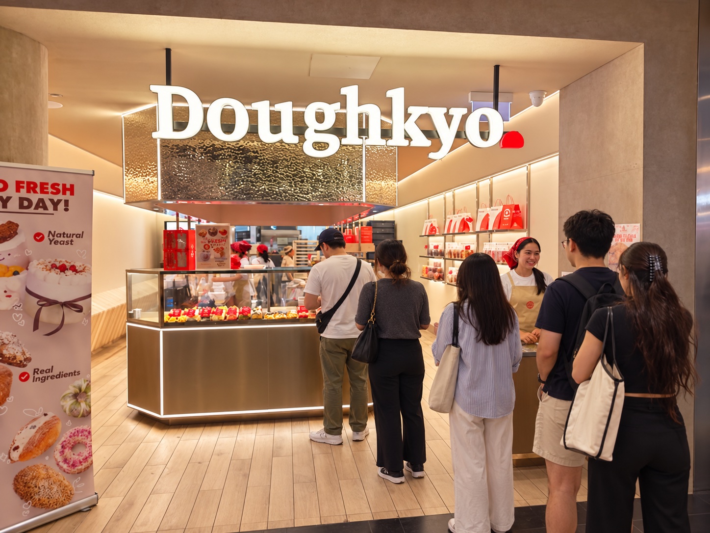 View of Doughkyo Parramatta bakery with customers